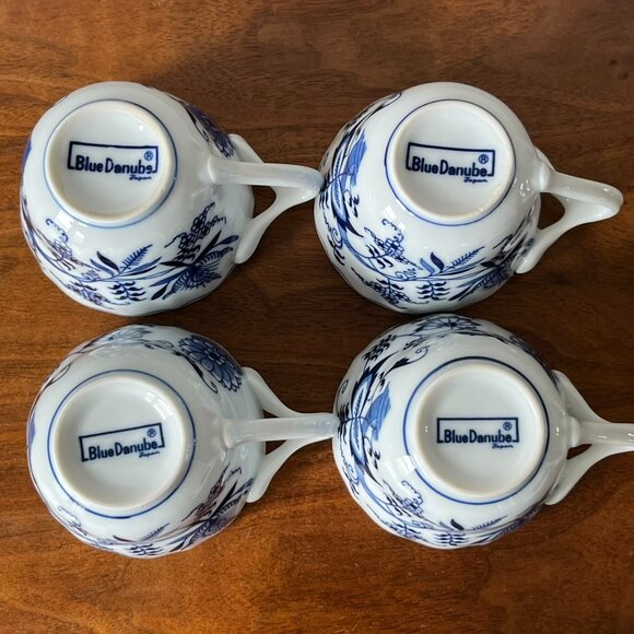 Set of 4 Blue Danube Tea Cups and Saucers Porcelain Onion Pattern Vintage Japan - Picture 9 of 9